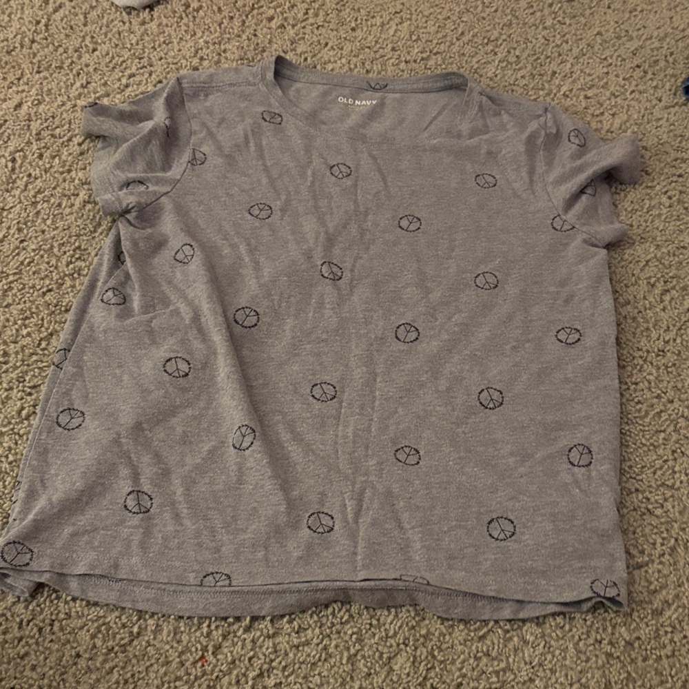 Old Navy Heather Gray Peace Graphic Tee